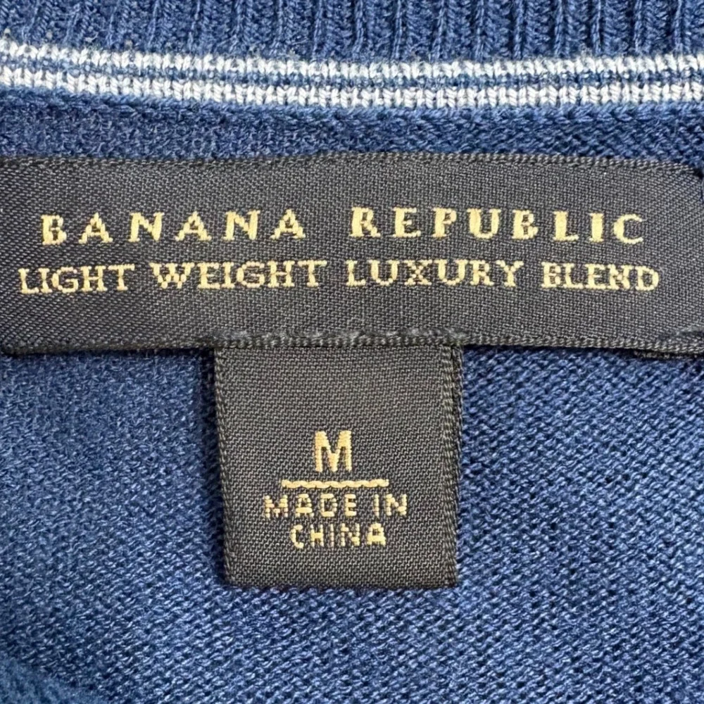 Banana Republic Mens Blue‎ Silk Cotton Cashmere V-Neck Sweater Size M
